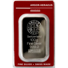 100g Argor Heraeus  Investiční stříbrný slitek